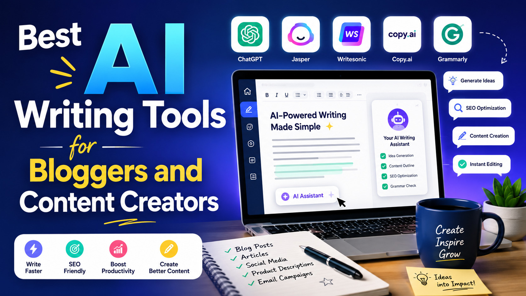 Best AI Writing Tools for Bloggers and Content Creators